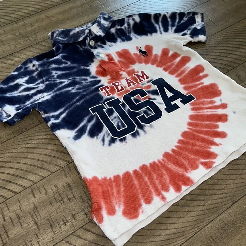 Team USA 🇺🇸 Tie Dye Classic Crew Polo Shirt by Ralph Lauren 2020 Limited Ed.